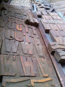 Letterpress wooden shadow sans serif font