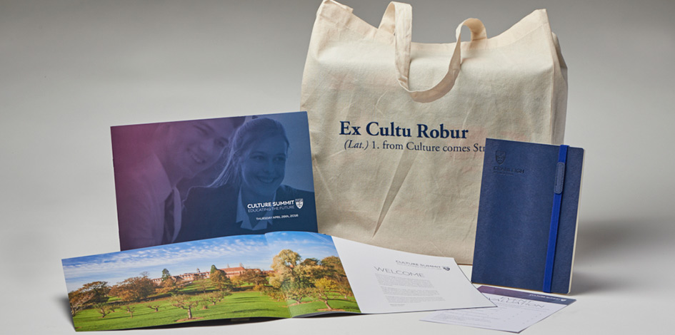 Collective Photo of marketing materials for the Cranleigh Culture Summit 2016